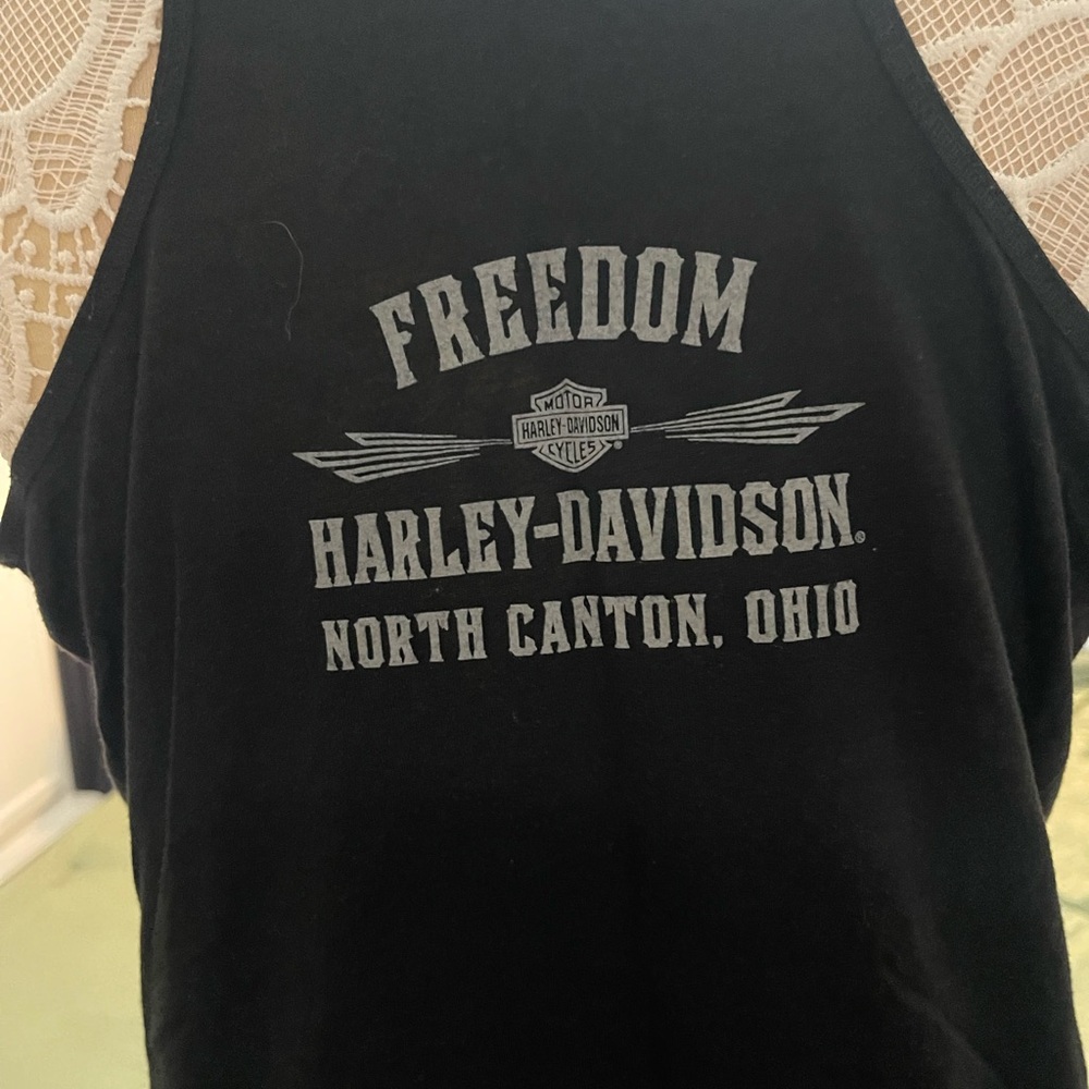 Harley-Davidson Black and White tank Top freedom Harley Davidson north canton oh